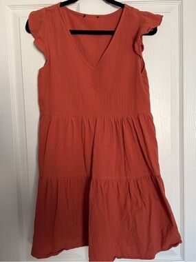 Women’s Coral Tiered V-Neck Dress